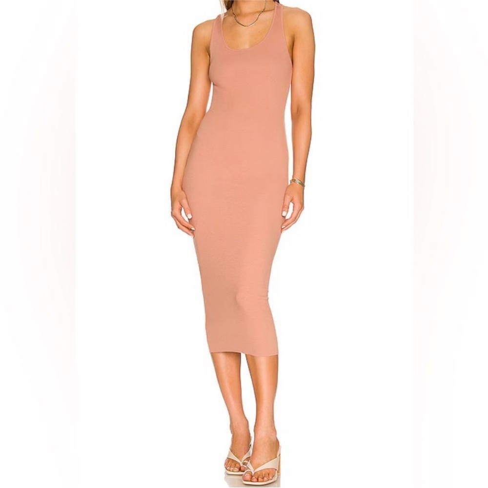 NSF Coqui Ribbed Cotton Suntan Brown Scoop Neck Racerback Tank Dress EUC Size S